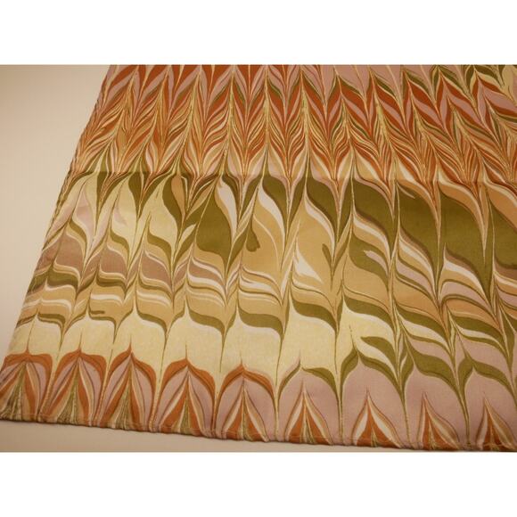 BAAR & BEARDS Abstract Print Brown Pink Green Square Scarf Japan Hand Rolled - Picture 2 of 9